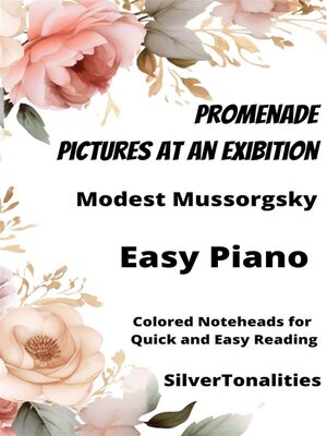 cover image of Promenade Pictures at an Exhibition Easy Piano Sheet Music with Colored Notation